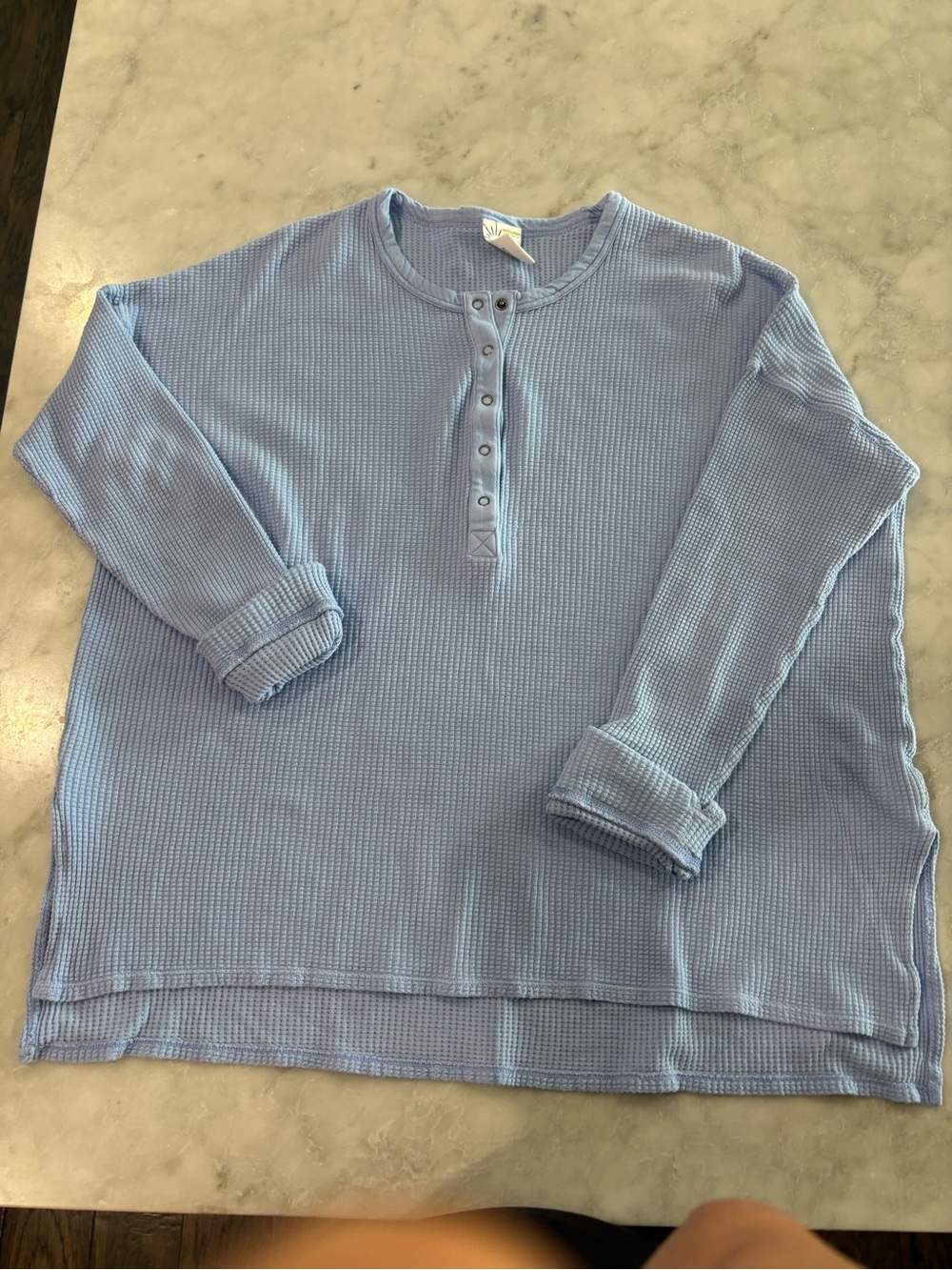 aerie Light Periwinkle Waffle Henley